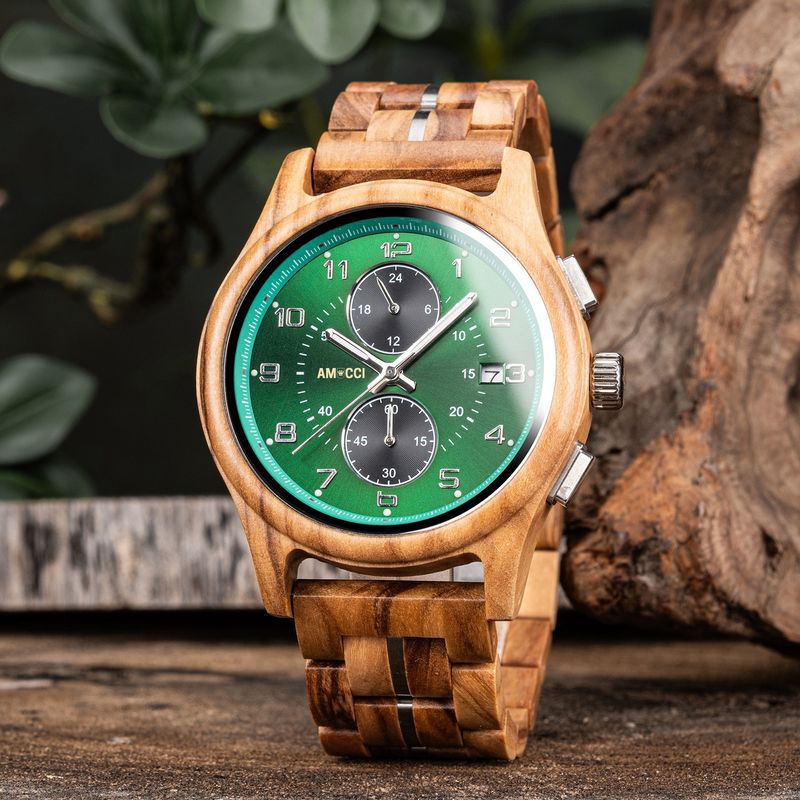 AMUCCI Wood Watch GT161-4A GREEN Holzuhr Armbanduhr