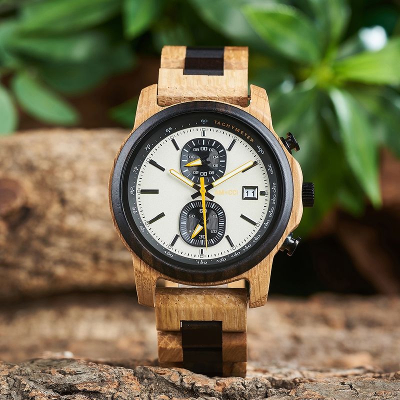 AMUCCI Wood Watch GT159-2A TORINO Holzuhr Armbanduhr elegante und Sportlich Herrenuhr, nachhaltige Armbanduhr, Geschenkidee