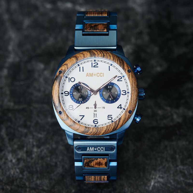 AMUCCI Wood Watch GT149-3A Holzuhr Armbanduhr elegante und Sportlich Holzuhr Metalluhr Herrenuhr, nachhaltige Armbanduhr, Geschenkidee