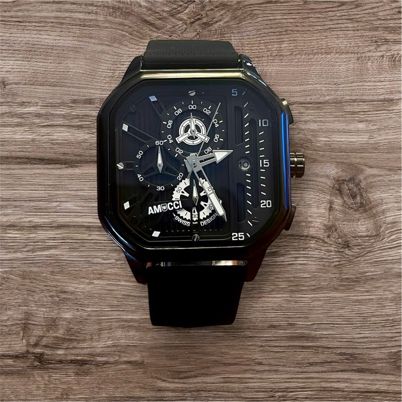 AMUCCI Watch Quadro 1, Chrono mit Silikonband ,Armbanduhr Herren Uhr Chronograph Herrenuhren