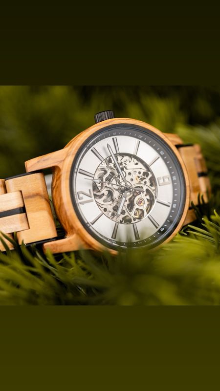 AMUCCI GT114-3A White – Hochwertige Automatikuhr aus Holz &amp; Metall“