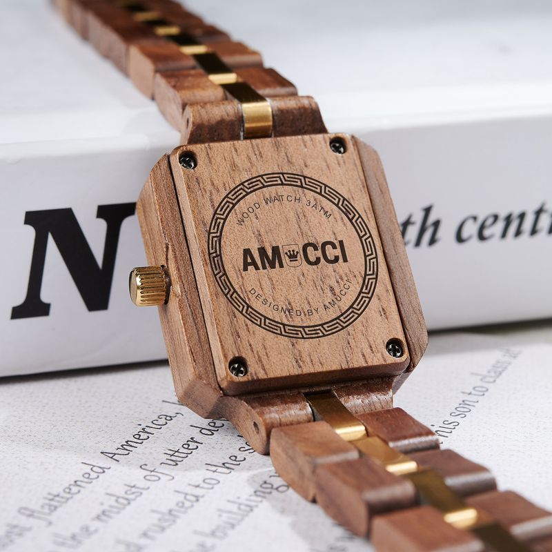 AMUCCI Wood GT146-3A Holzuhr Damen Armbanduhr