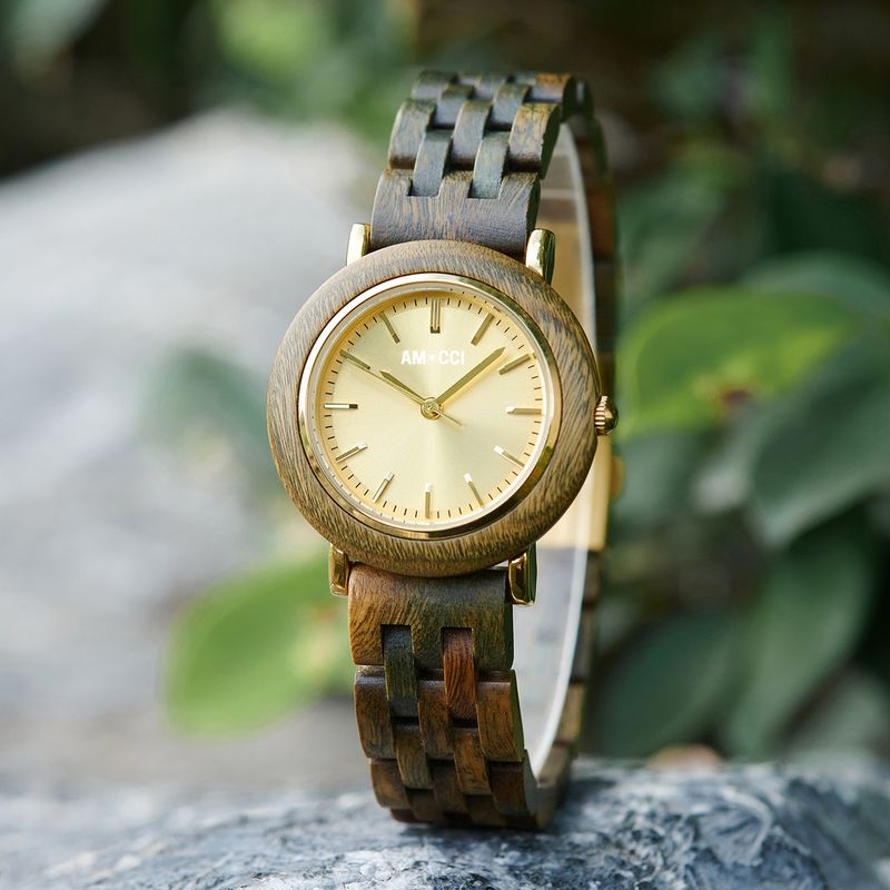 AMUCCI Wood GT177-1A Holzuhr Damen Armbanduhr elegante Holzuhr Damenuhr, nachhaltige Armbanduhr, Geschenkidee