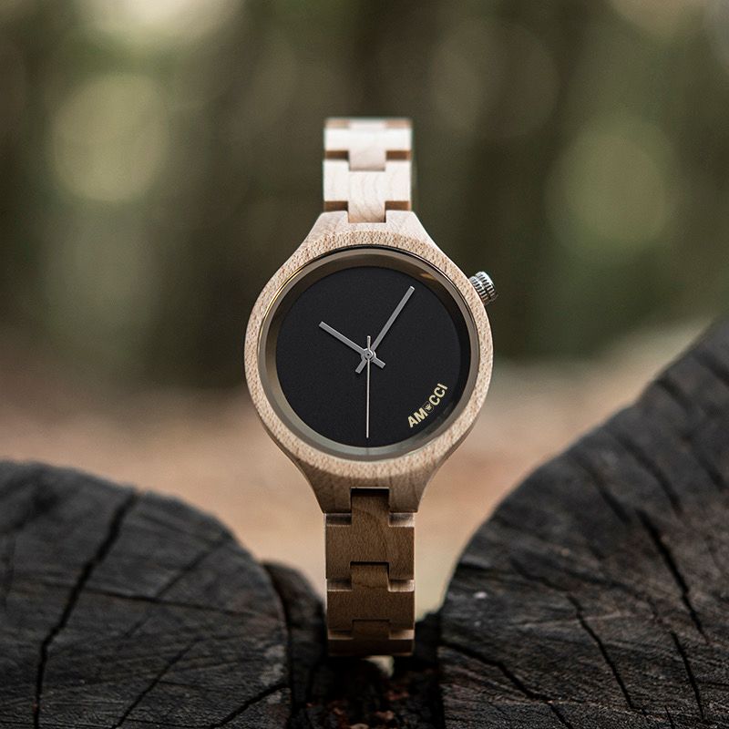 AMUCCI Wood GP016-2A Holzuhr Damen Armbanduhr elegante Holzuhr Damenuhr, nachhaltige Armbanduhr, Geschenkidee