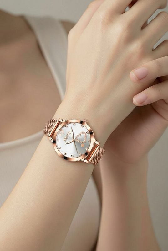 AMUCCI AMORE – Weiss-Damenuhr Herzdesign