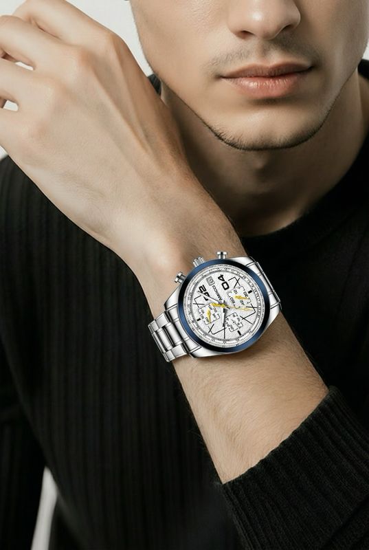 AMUCCI Watch Chrono 2 -Blau Metall Ring-