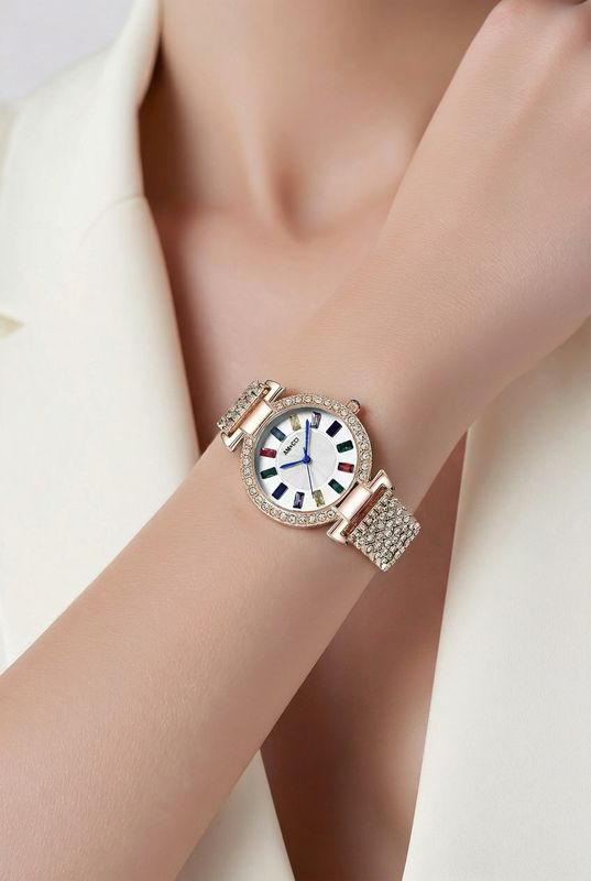 AMUCCI GLAMOUR elegante Damenuhr -Roségold-