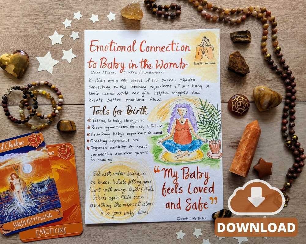 Connection to Baby Sacral Chakra Spiritual Birth A4 Handout