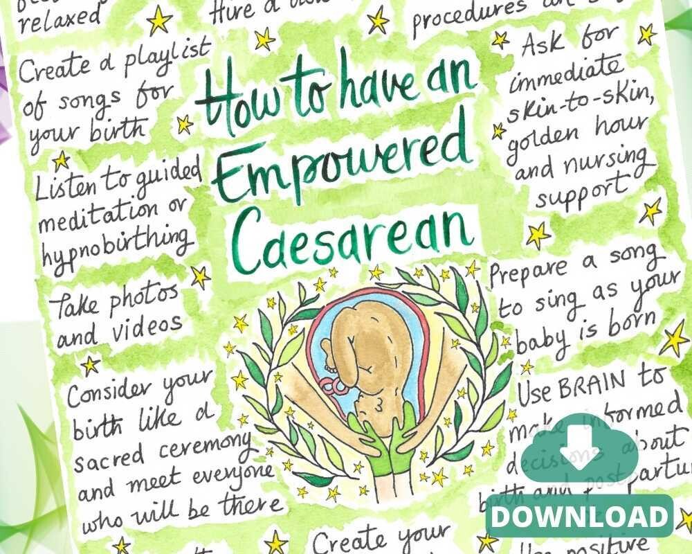Empowered Caesarean Belly Birth Education A4 Handout