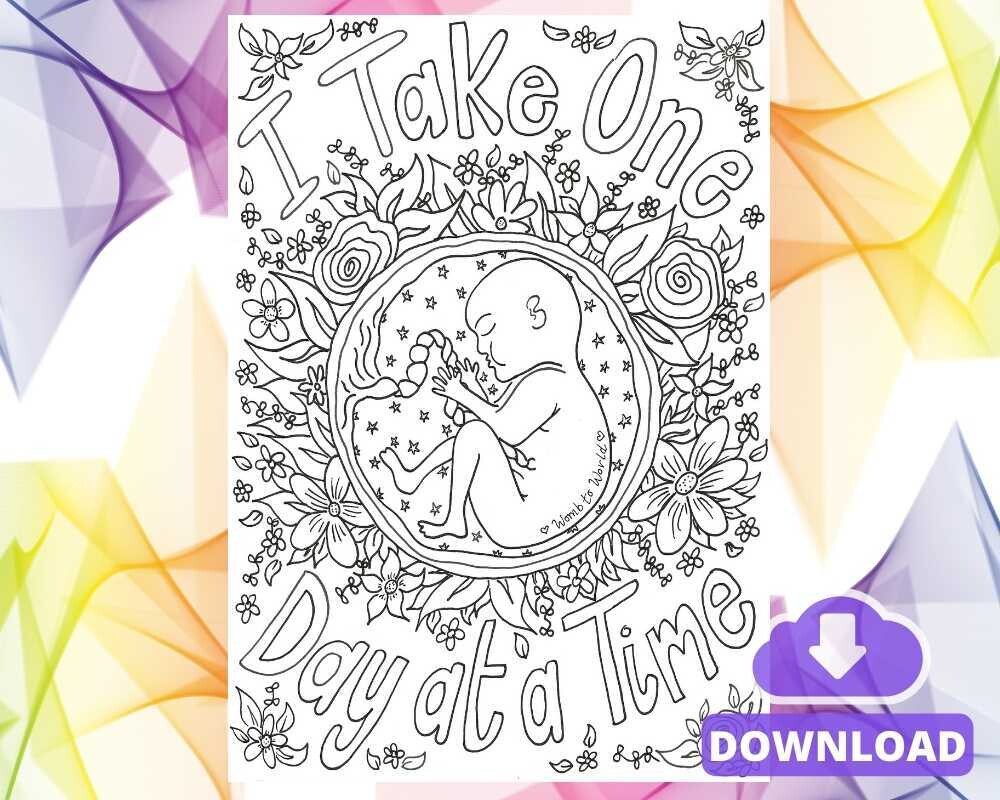 Mindful Pregnancy Fetus A4 Colouring Page