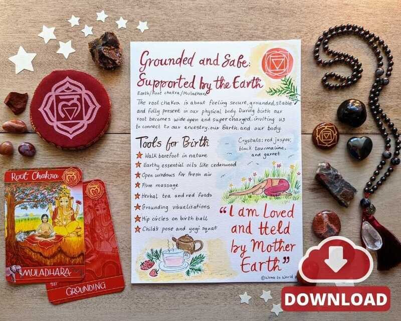 Root Chakra Grounded Holistic Birth A4 Handout