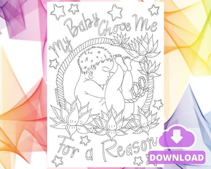 Baby Chose Me Pregnancy Affirmation A4 Colouring Page