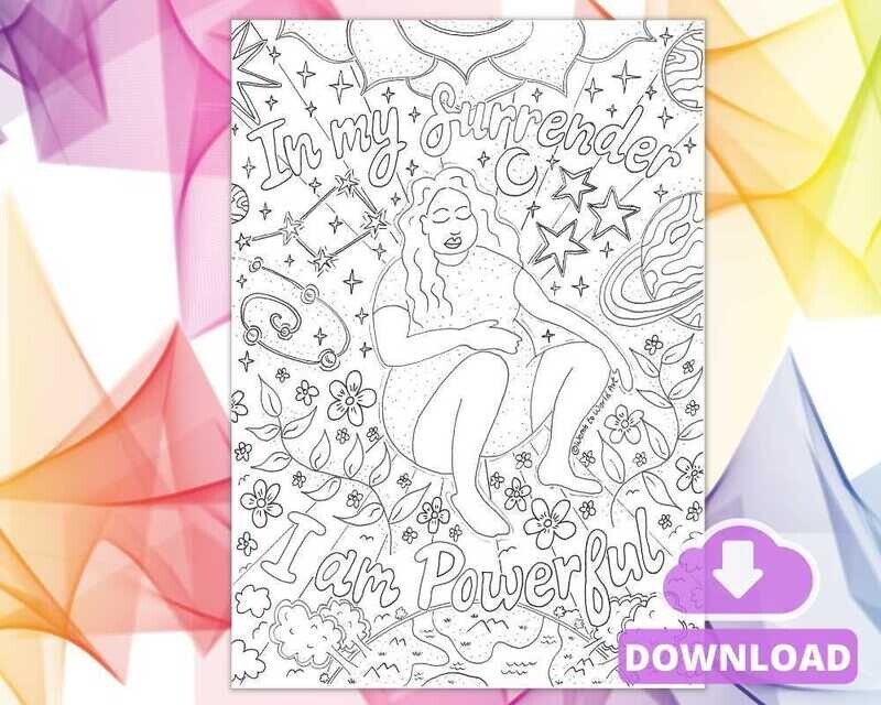 Surrender to Power Birth A4 Colouring Page