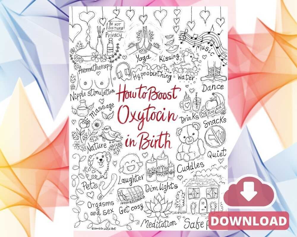 How to Boost Oxytocin in Birth A3 Colouring Poster