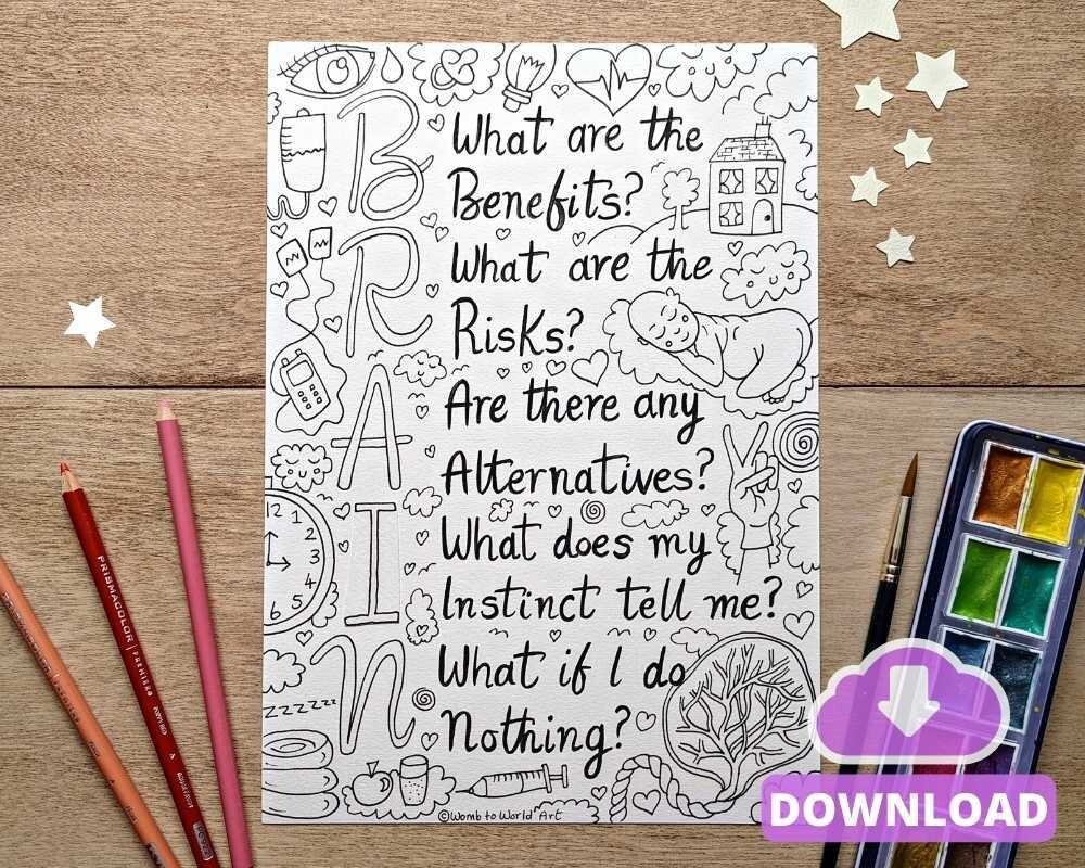 BRAIN Antenatal Education A4 Colouring Page