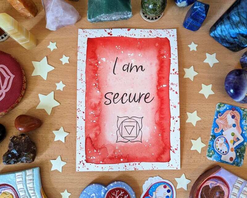 Root Chakra A5 Watercolour Affirmation Painting
