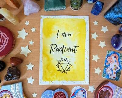 Solar Plexus Chakra A5 Watercolour Affirmation Painting