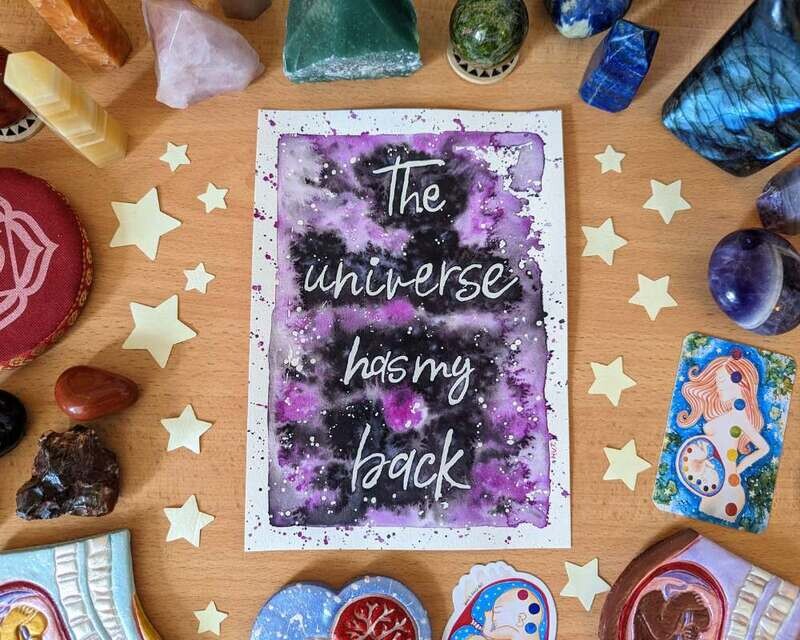 The Universe Has My Back A5 Watercolour Affirmation Painting