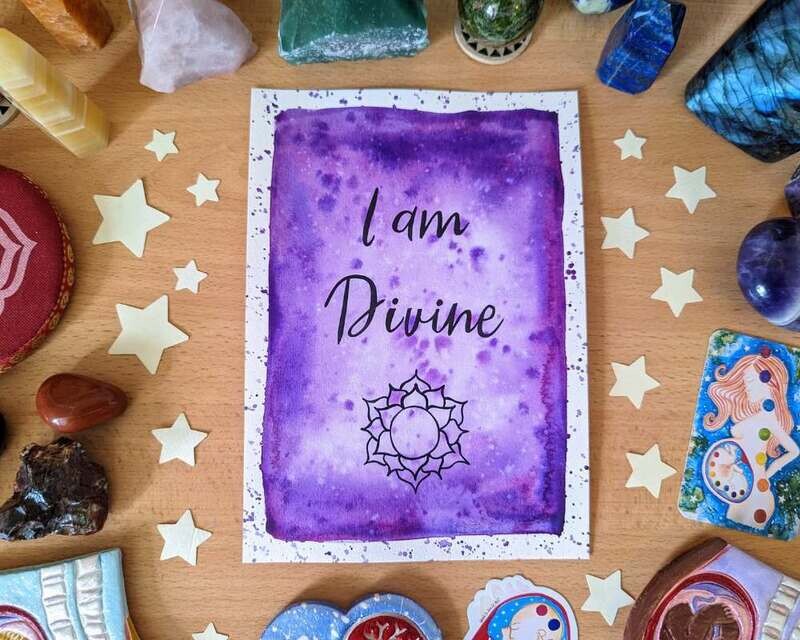 Crown Chakra A5 Watercolour Affirmation Painting