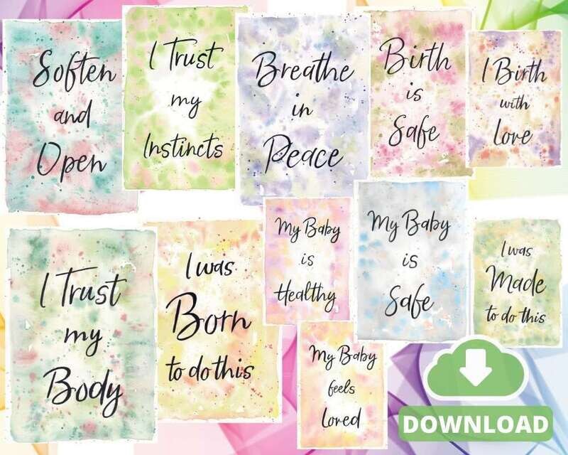 Pregnancy and Birth Watercolour Affirmations A5 Download