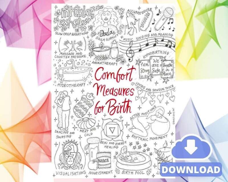 Comfort Measures for Birth A3 Colouring Poster