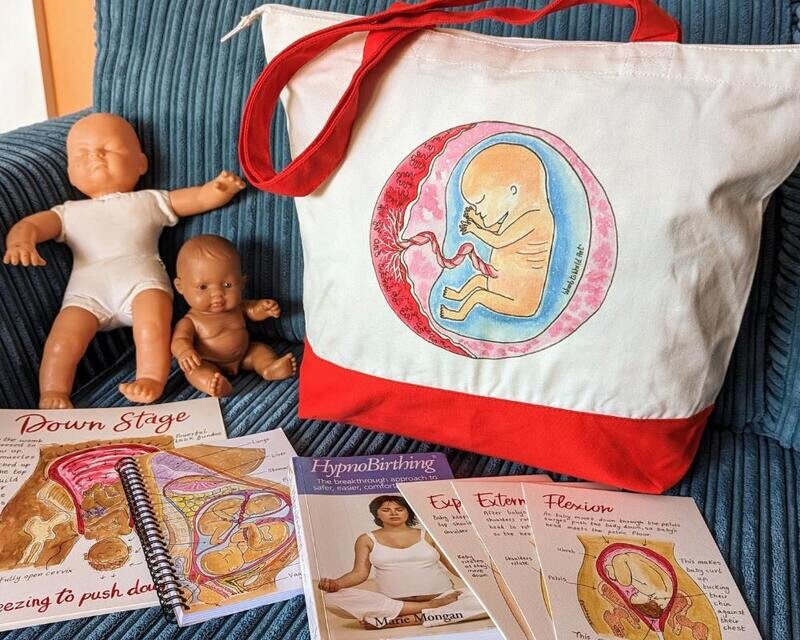 Womb Baby Pregnancy Large Zipped Doula Tote Bag