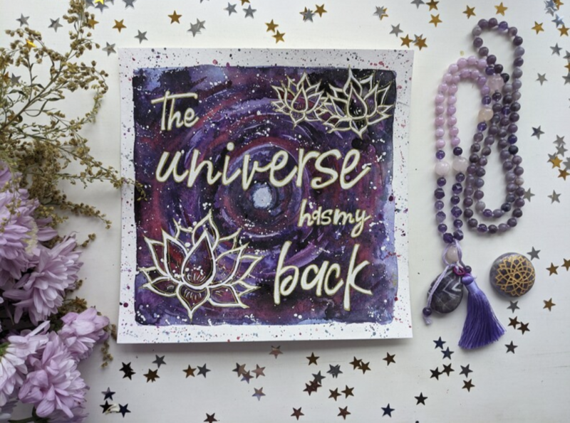 The Universe Has My Back 8&quot; Watercolour Affirmation Painting