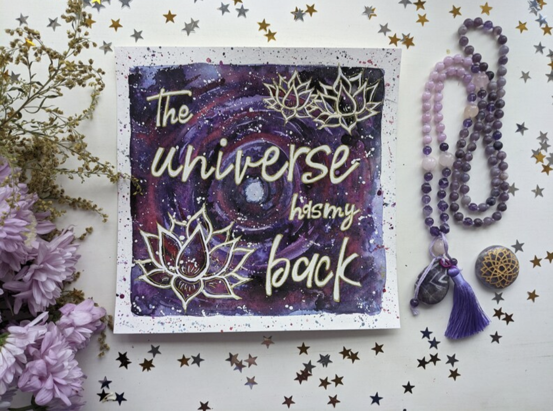 The Universe Has My Back 8" Watercolour Affirmation Painting