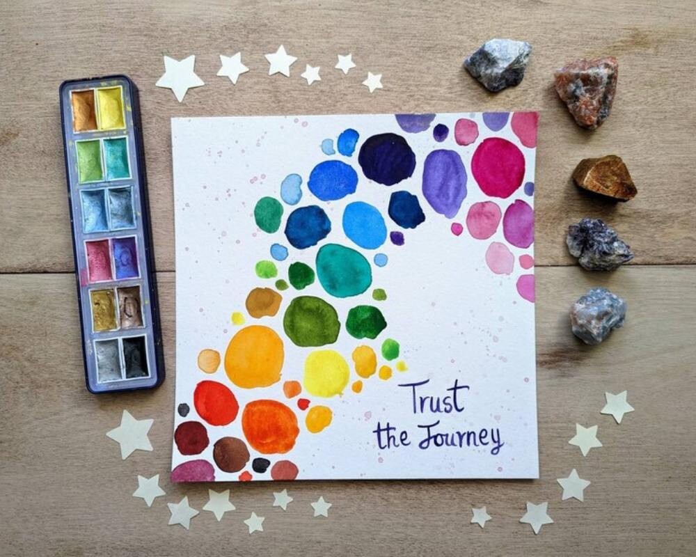 Trust the Journey Rainbow 10&quot; Affirmation Watercolour Painting