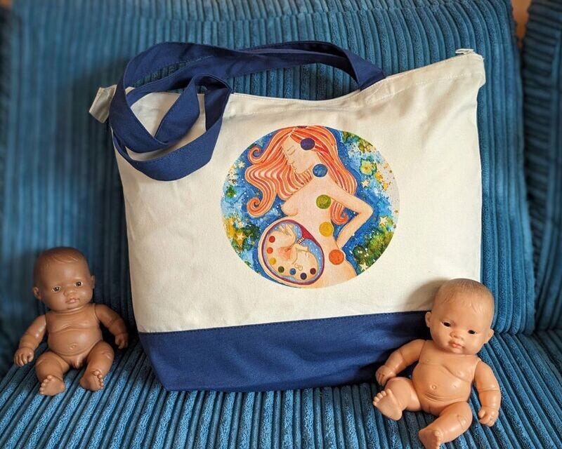 Chakras Womb Baby Pregnancy Large Zipped Doula Tote Bag
