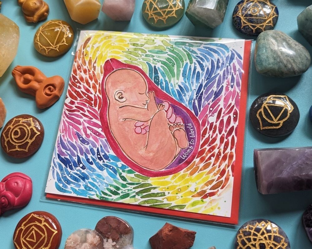 Rainbow Baby in the Womb Greetings Card