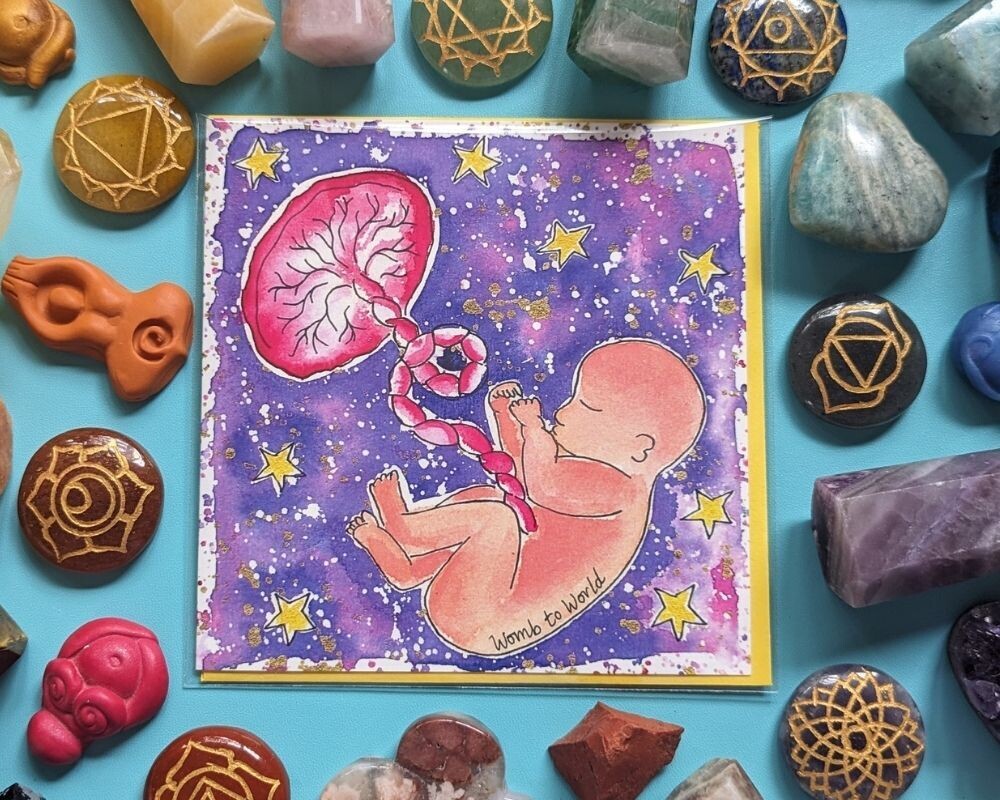 Cosmic Baby Placenta Art Square Greetings Card