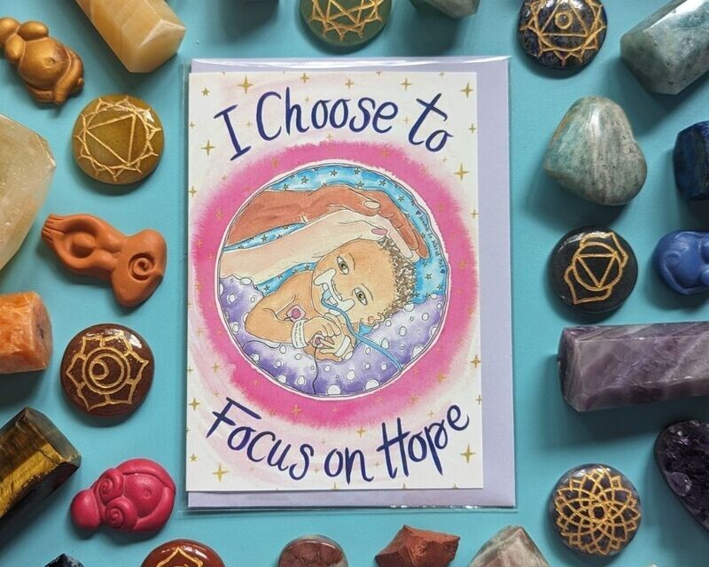 NICU Baby Focus on Hope A6 Greetings Card