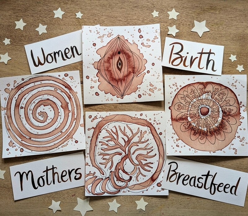 Sacred Motherhood Menstrual Set of 4 Paintings