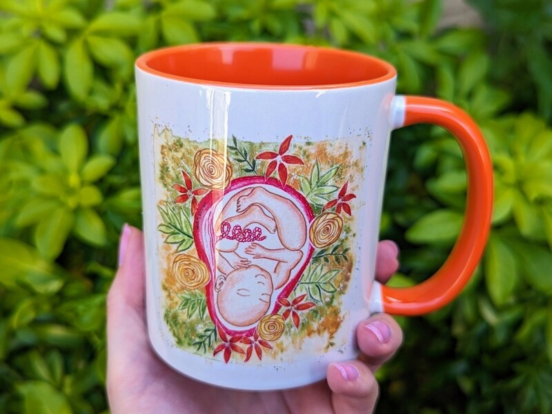 Orange Baby in the Womb Pregnancy Mug