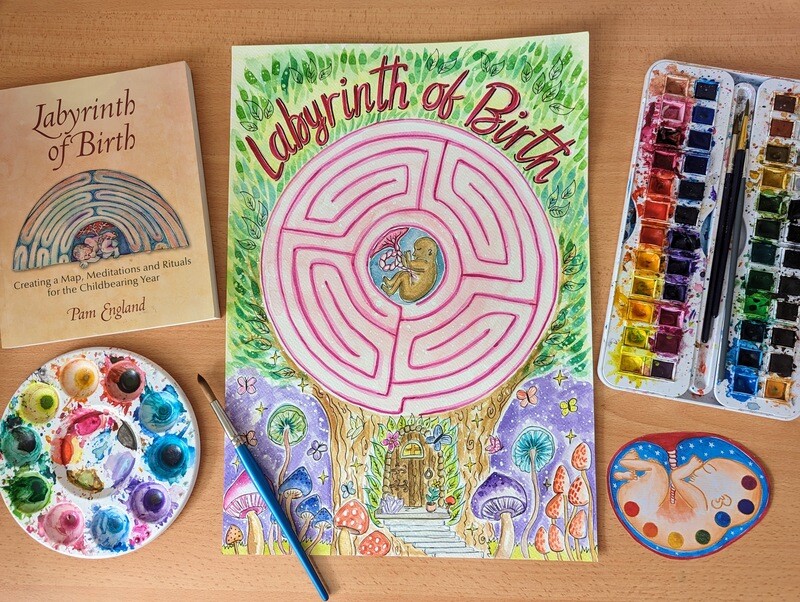 Labyrinth of Birth A3 Original Painting