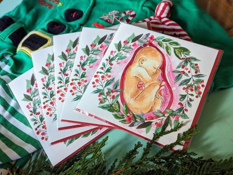 Pregnancy Christmas Baby Wreath Card