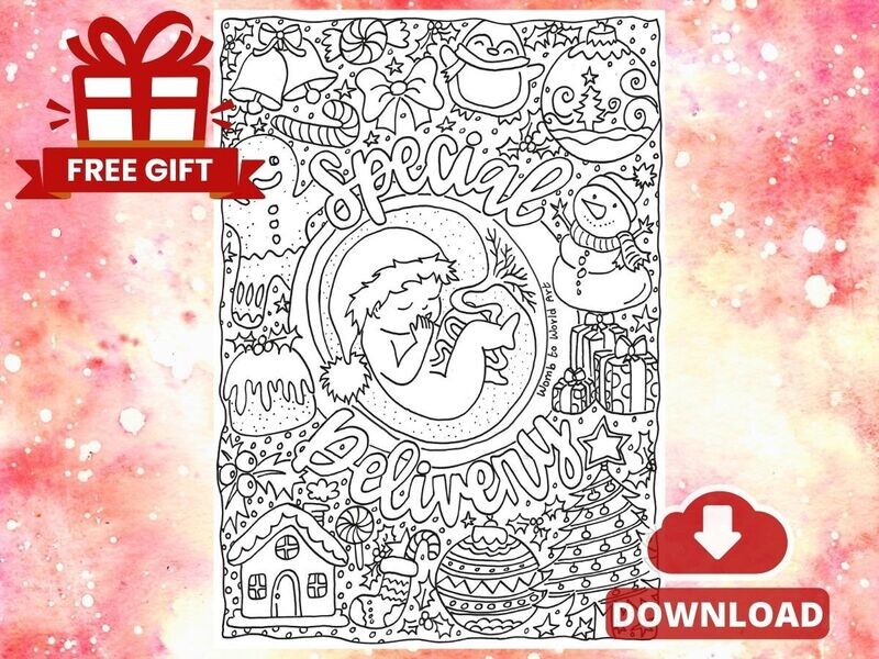 Christmas Baby Pregnancy Colouring Page
