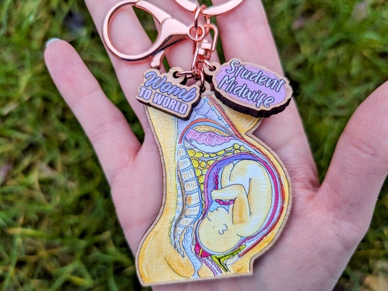 Wooden Student Midwife Keyring