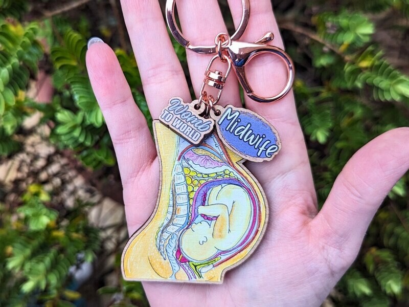 Wooden Midwife Keyring