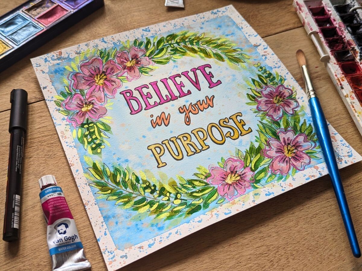 Believe Your Purpose Watercolour Affirmation Art