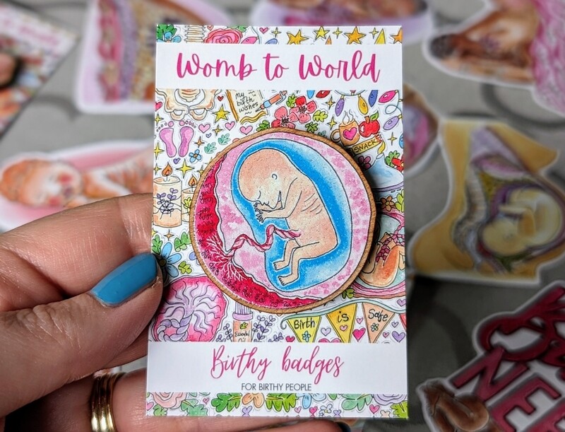 Baby in the Womb Wooden Pin Badge