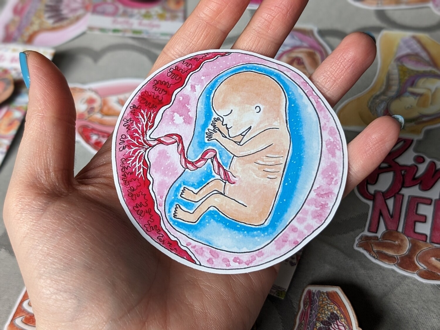 Baby in the Womb 8cm Midwife Sticker