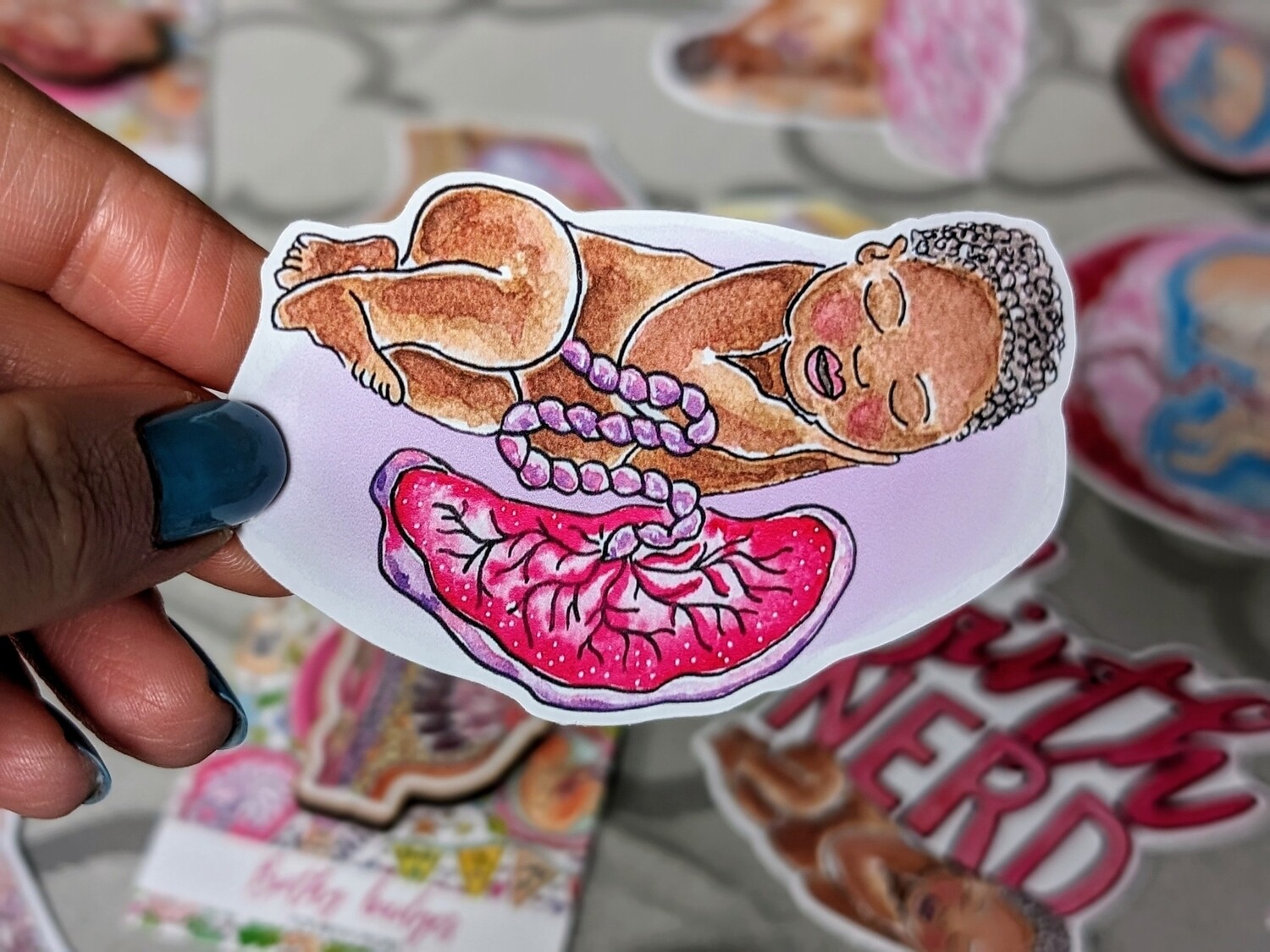 Baby and Placenta Art 8cm Doula Sticker