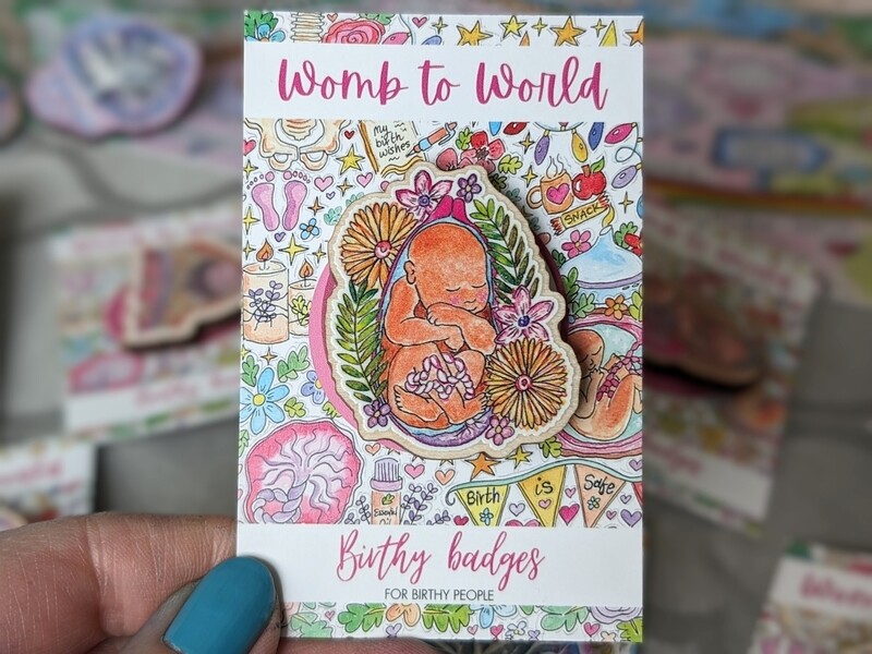 Baby in the Womb Wooden Pin Badge