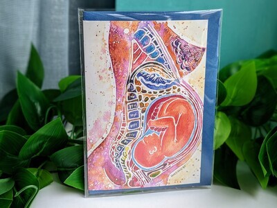 Watercolour Pregnancy Anatomy Card