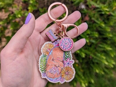 Wooden Womb Baby Keyring