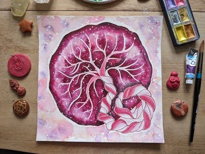 Placenta Art Original 10" Watercolour Painting