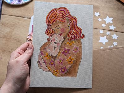 Mother and Baby Watercolour Illustration