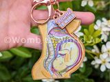 Wooden Pregnancy Anatomy Keyring